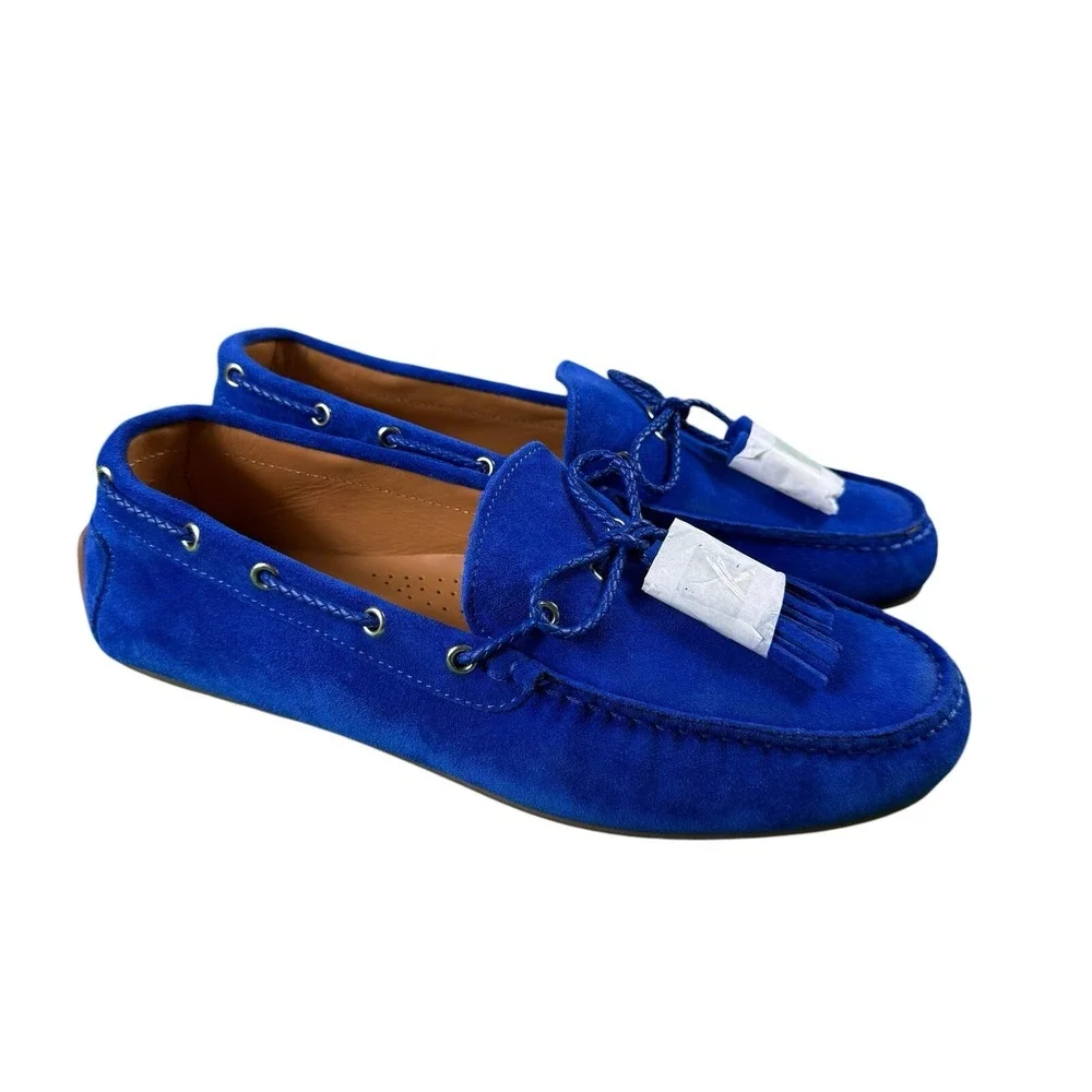 Ralph Lauren Purple Label Harold Blue Suede Loafer Mens 8D Italy New